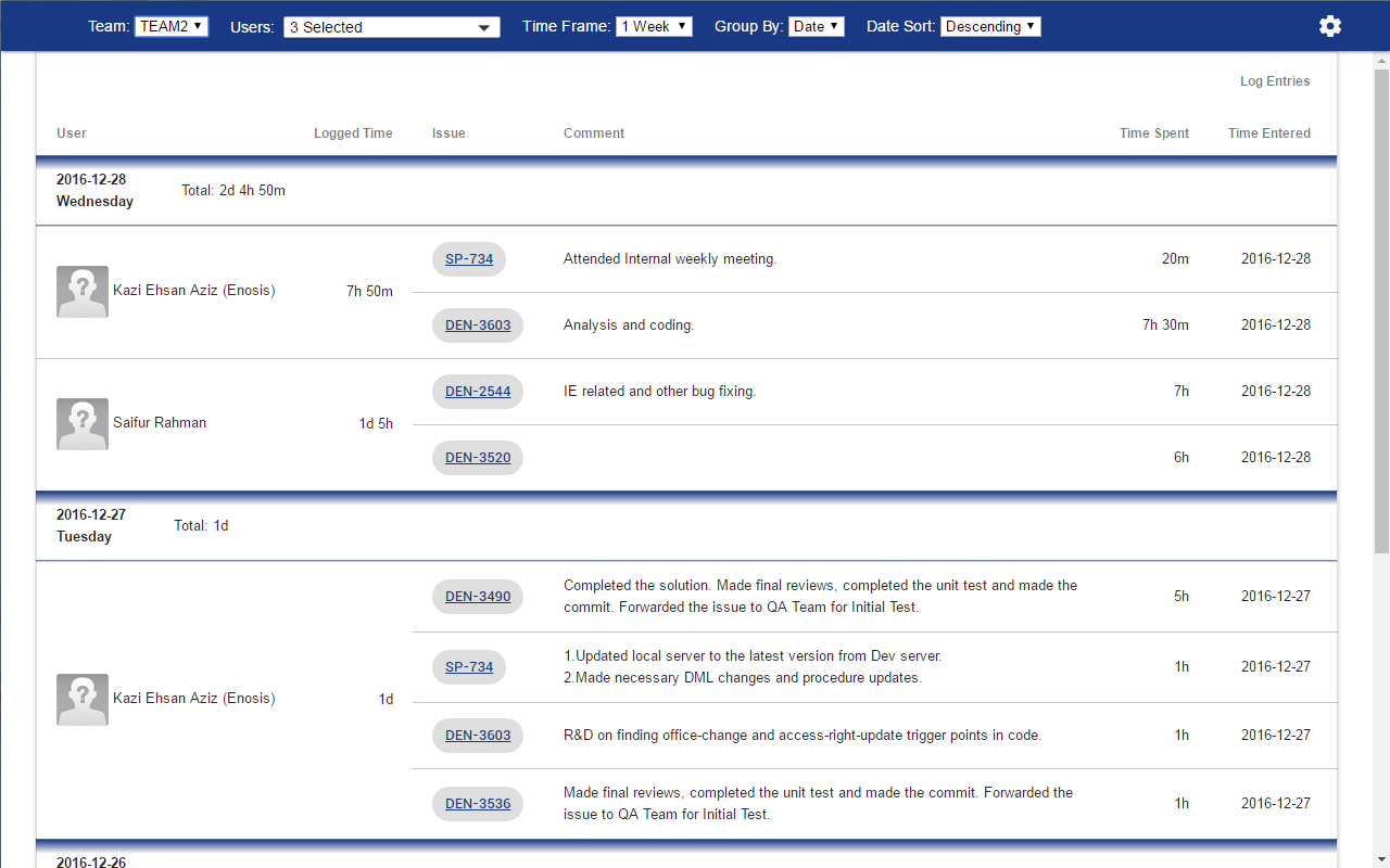 JIRA Work Log Report截图1