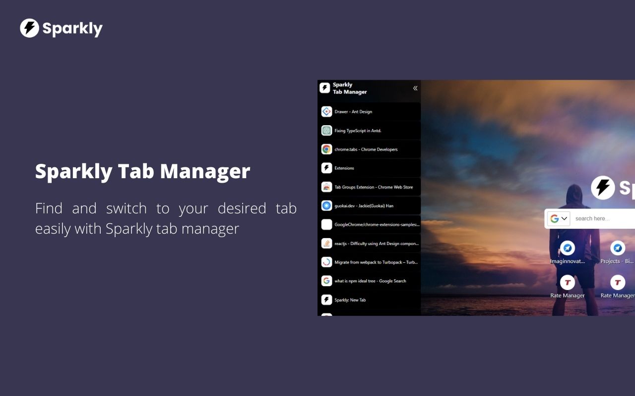 Sparkly: New Tab, Tab Manager, Bookmarks截图1