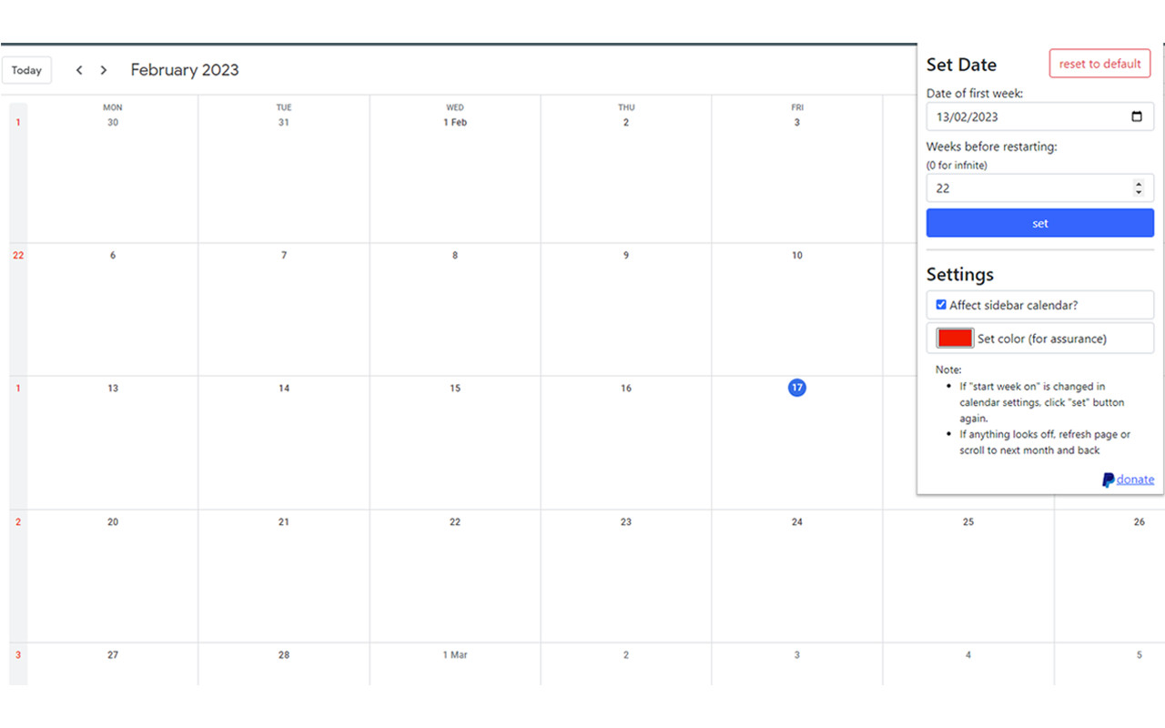 Custom Week Number - Google Calendar截图1