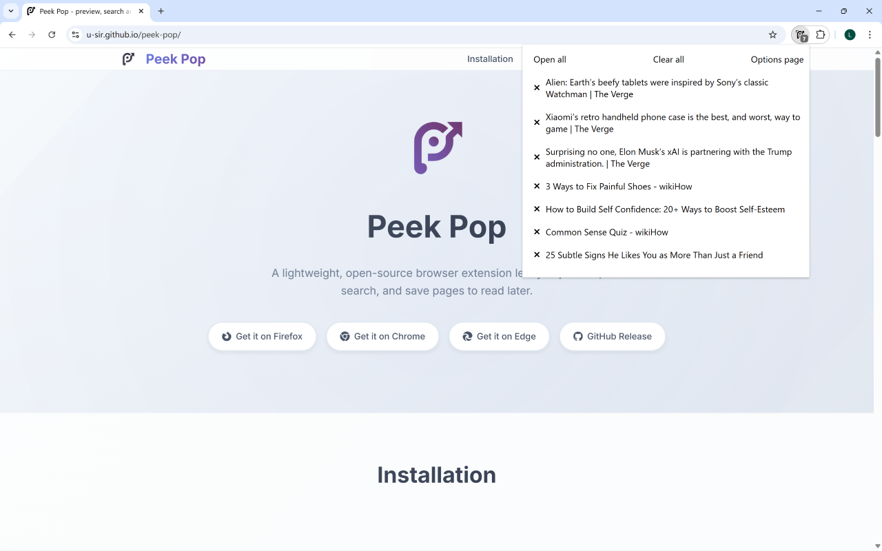 Peek Pop - 链接预览｜搜索｜稍后阅读截图5
