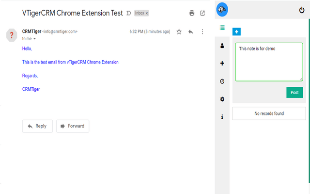 CRMTiger - Gmail Plugin for vTiger CRM截图1