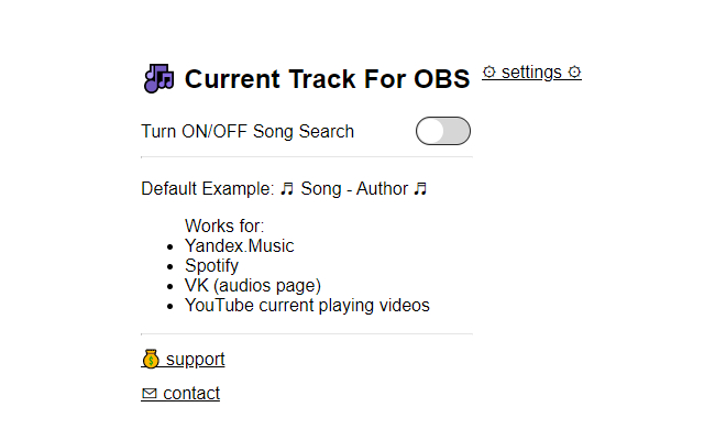 Current Track On Stream For OBS截图1
