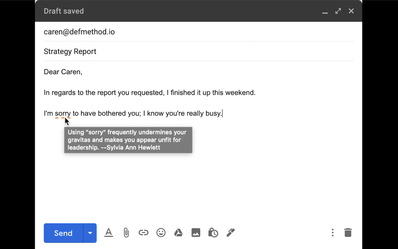 Just Not Sorry -- the Chrome extension截图2