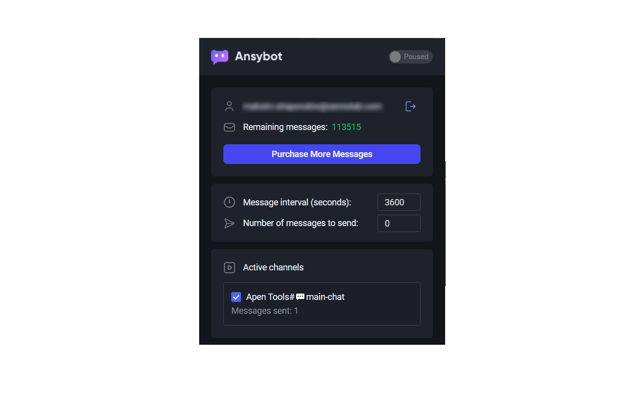 AnsyBot - automate Discord leveling with AI截图1