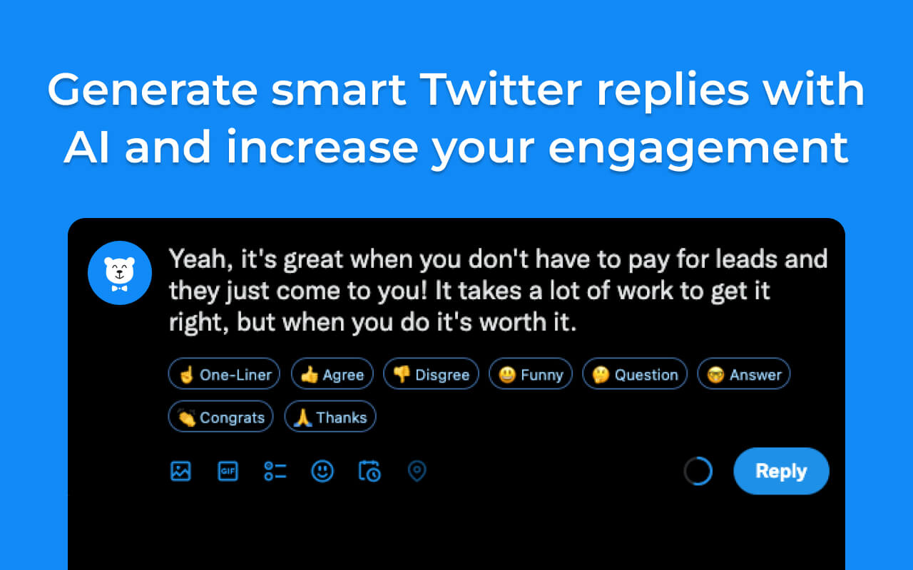 ReplyBear - AI Reply Generator for Twitter截图1