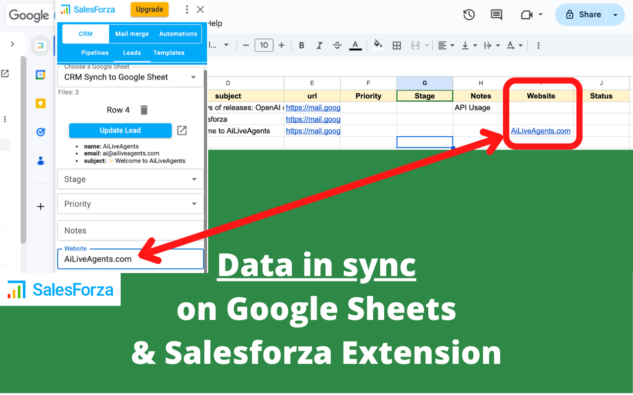 Salesforza Gmail Mail Merge & CRM on GSheets截图1