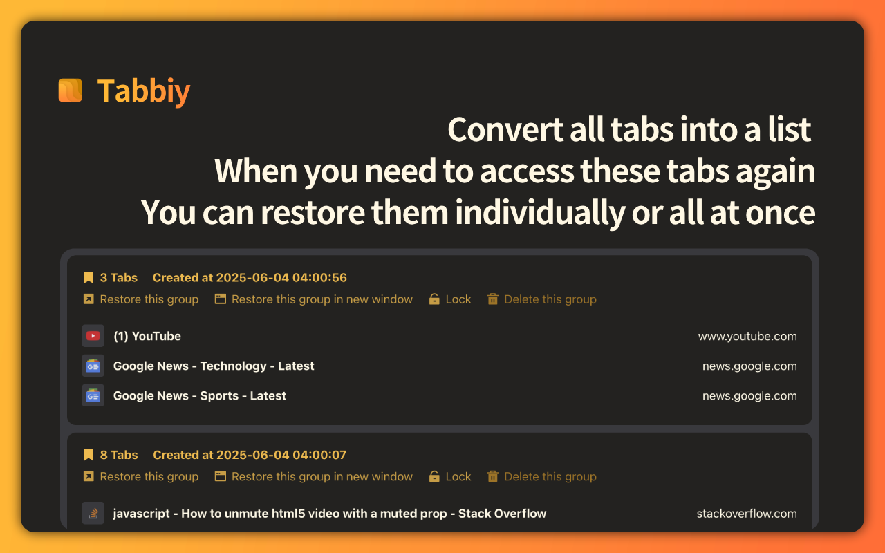 Tabbiy - 自动分组 & 侧边栏标签管理截图2