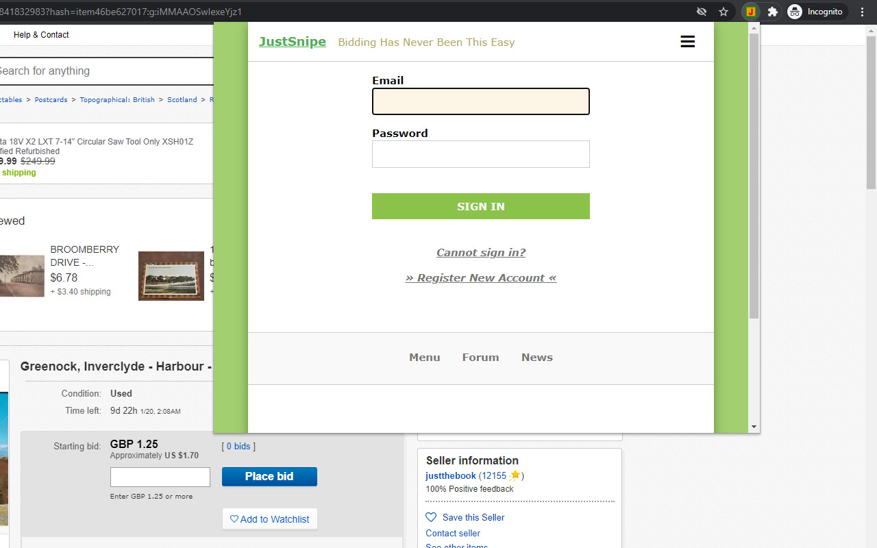 JustSnipe eBay Auction Sniper截图3