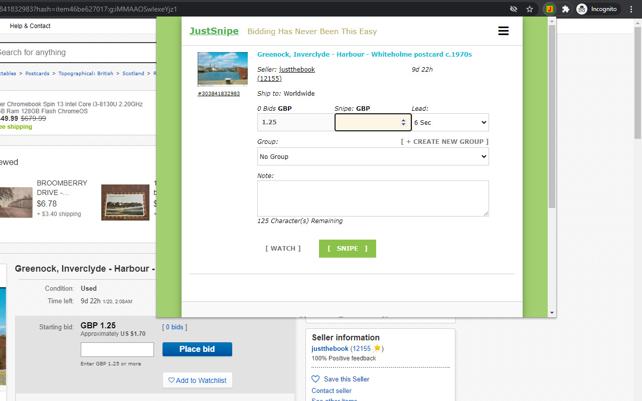 JustSnipe eBay Auction Sniper截图4