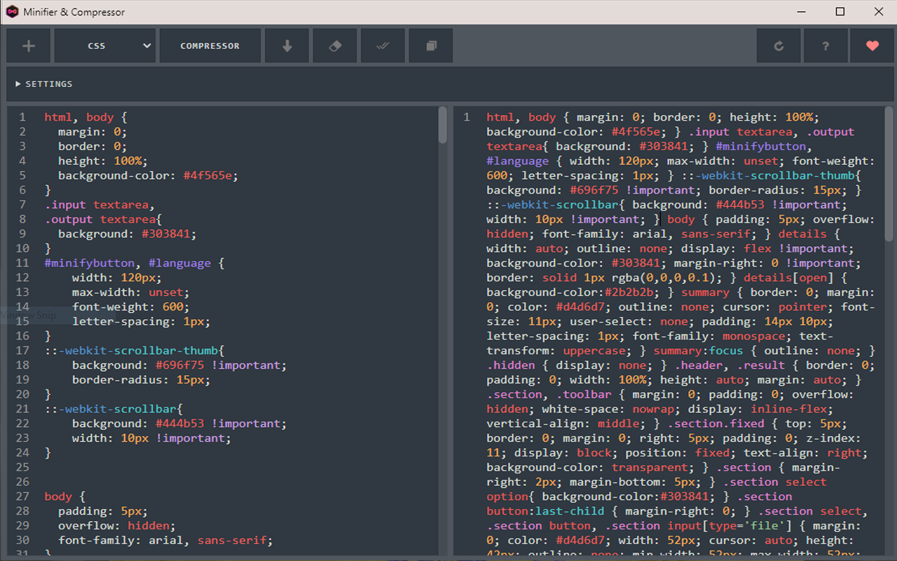 HTML,CSS,JS Minifier & Compressor截图2