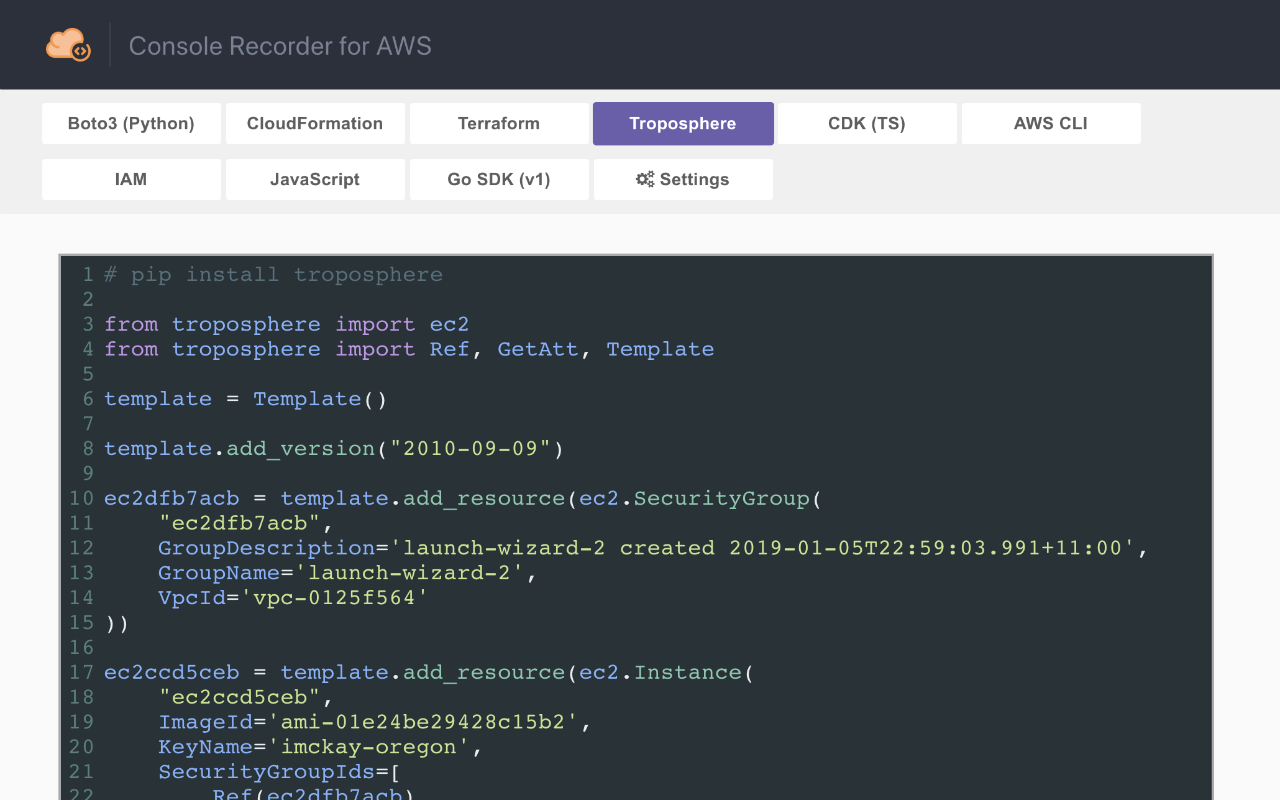 Console Recorder for AWS截图1