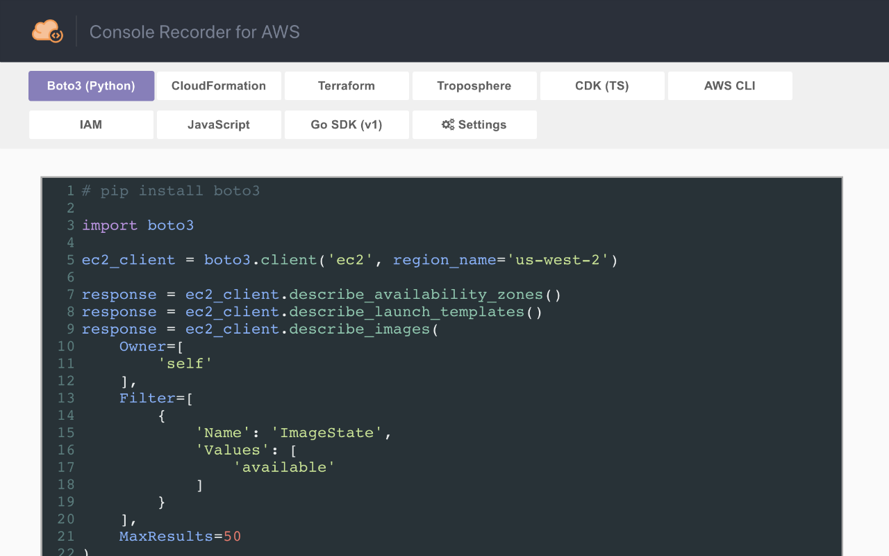Console Recorder for AWS截图2