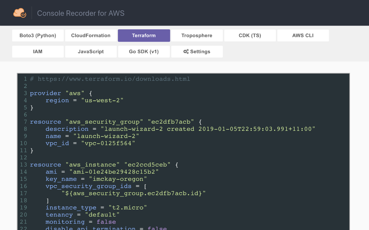 Console Recorder for AWS截图4