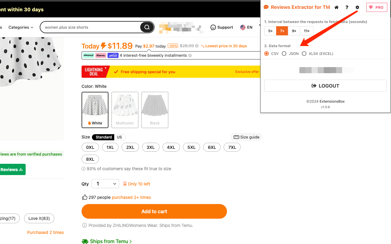 Reviews Extractor for Temu™ - Scrape Review to Excel截图1