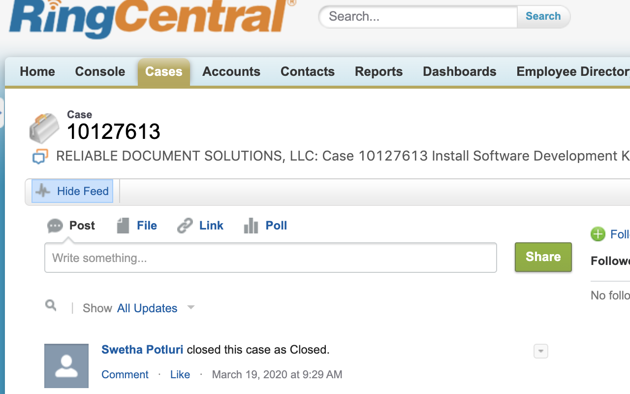 RingCentral Team Messaging Salesforce截图1