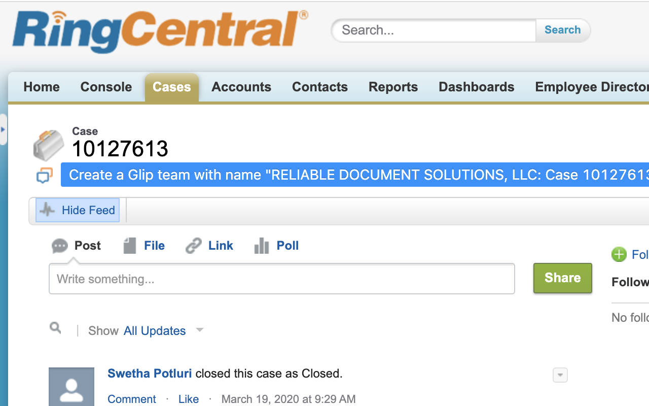 RingCentral Team Messaging Salesforce截图2