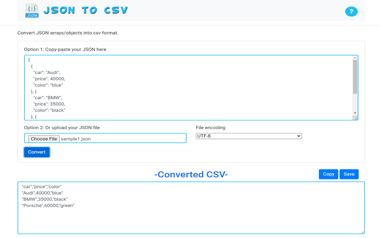 JSON 转 CSV截图1