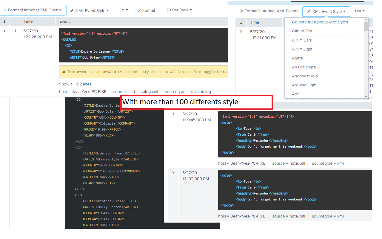 Splunk XML Formatter截图1