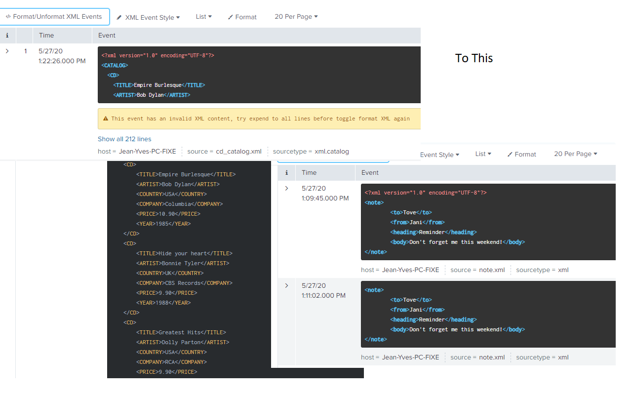 Splunk XML Formatter截图3