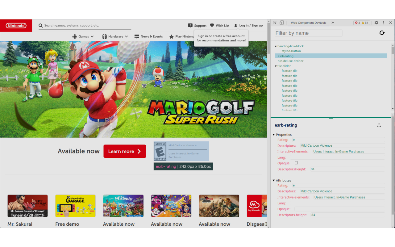 Web Component DevTools截图2