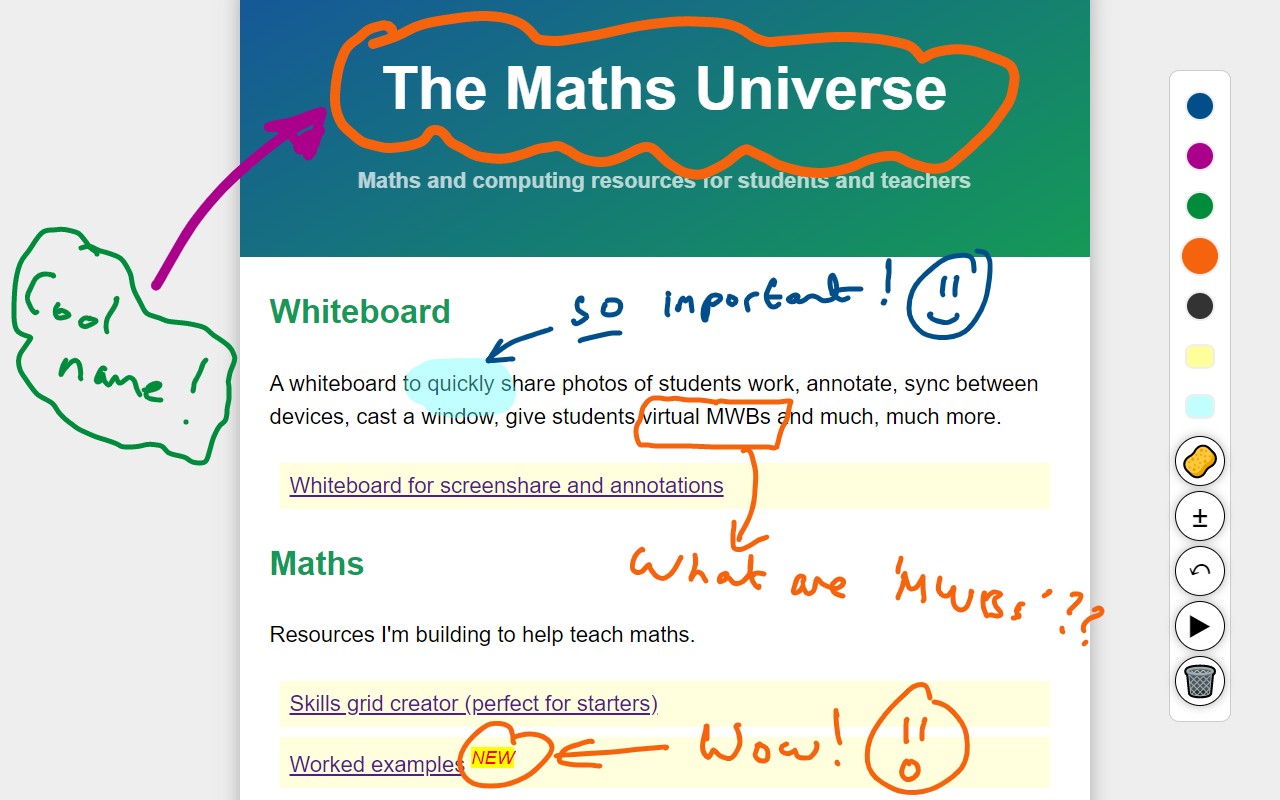 MathsUniverse.com Whiteboard截图1