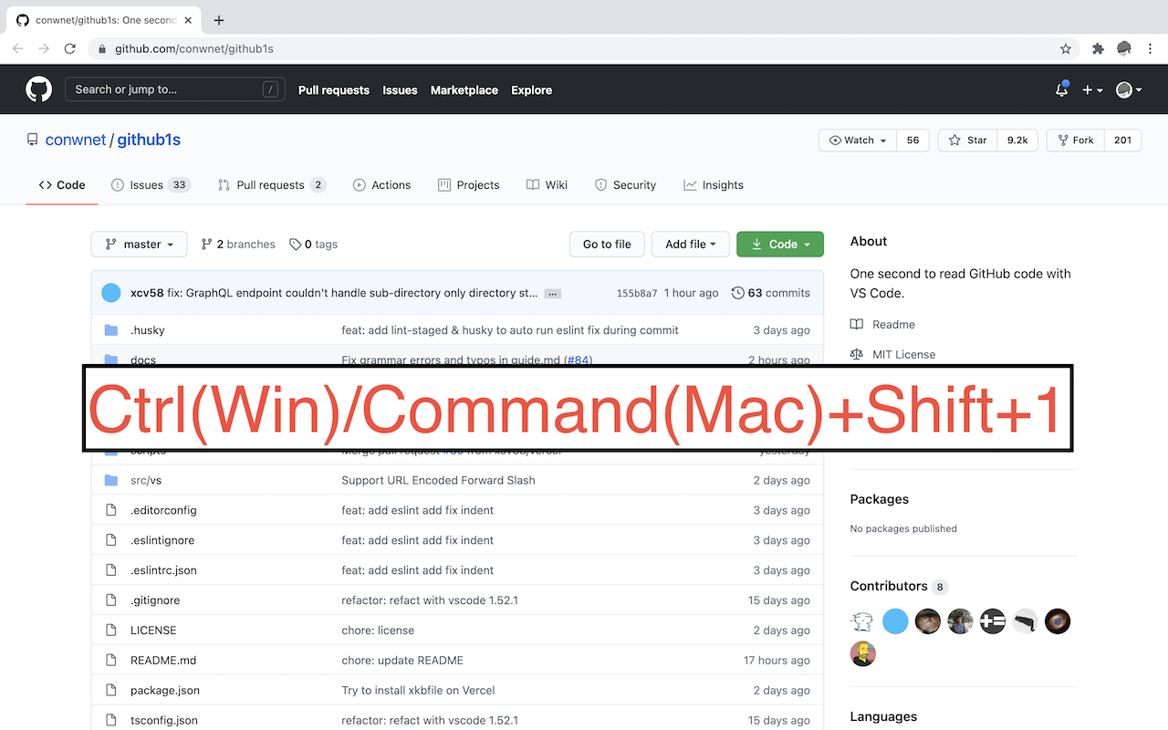 shortcut to github1s截图1