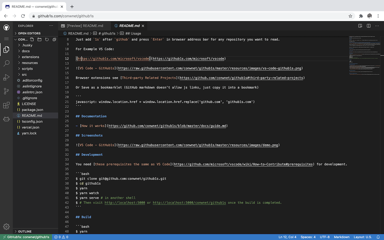 shortcut to github1s截图2