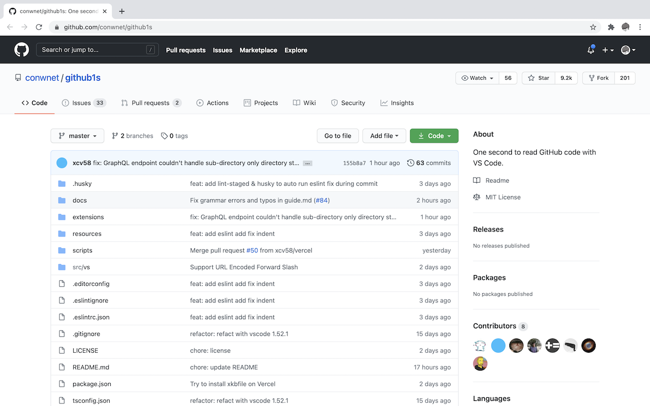 shortcut to github1s截图3