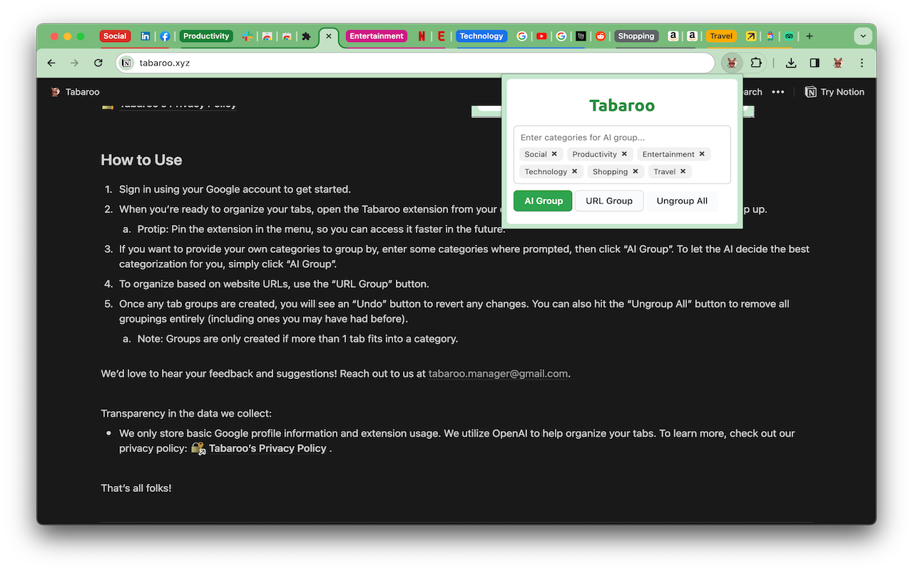 Tabaroo: AI Tab Manager截图2