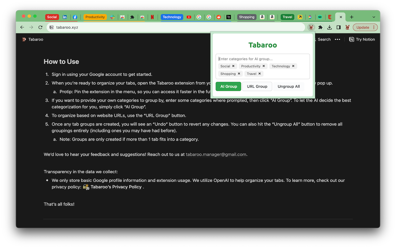 Tabaroo: AI Tab Manager截图3