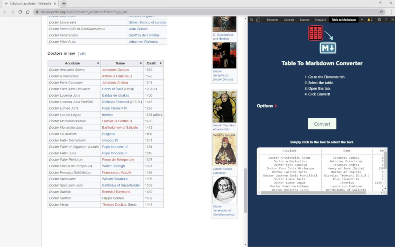 HTML Table to Markdown截图2