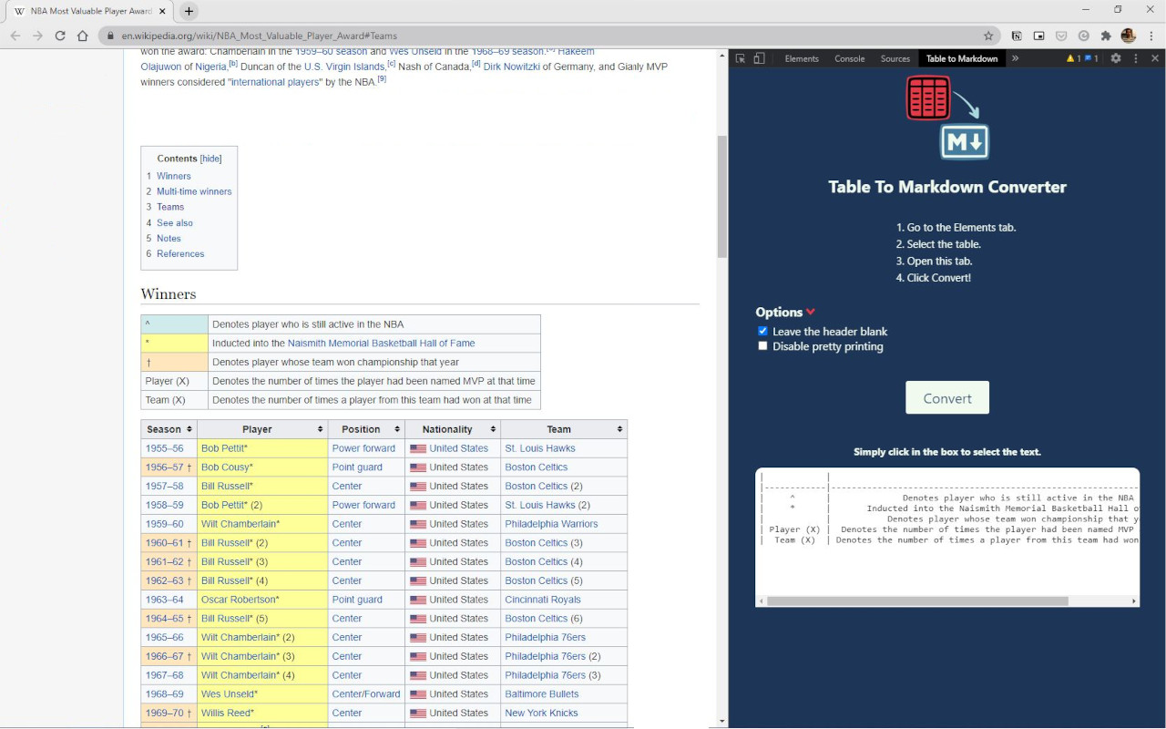 HTML Table to Markdown截图3