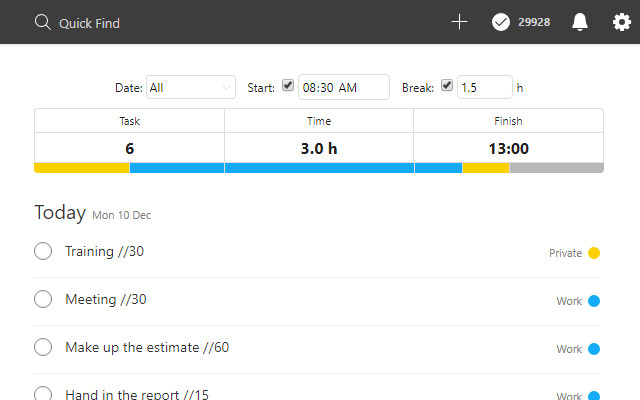 TodoistChute: Finish Time for Todoist截图1