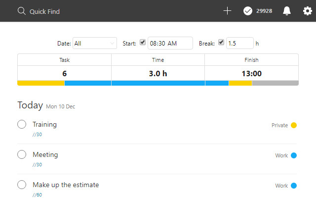 TodoistChute: Finish Time for Todoist截图3