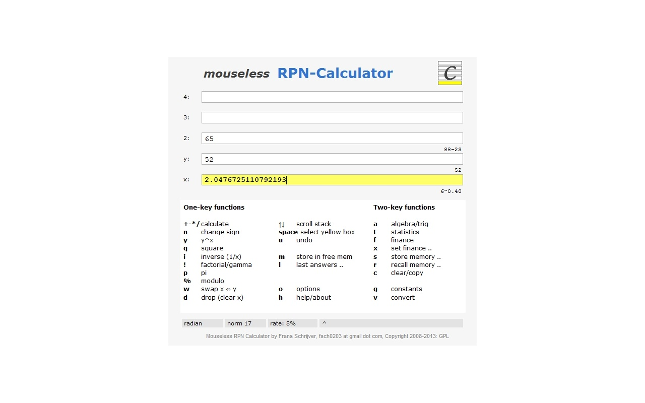 Mouseless Stack-Calculator Ext截图1