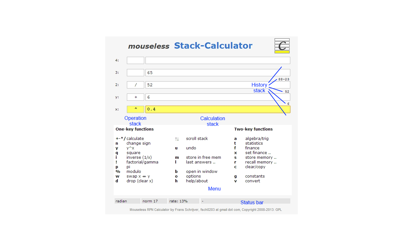Mouseless Stack-Calculator Ext截图2