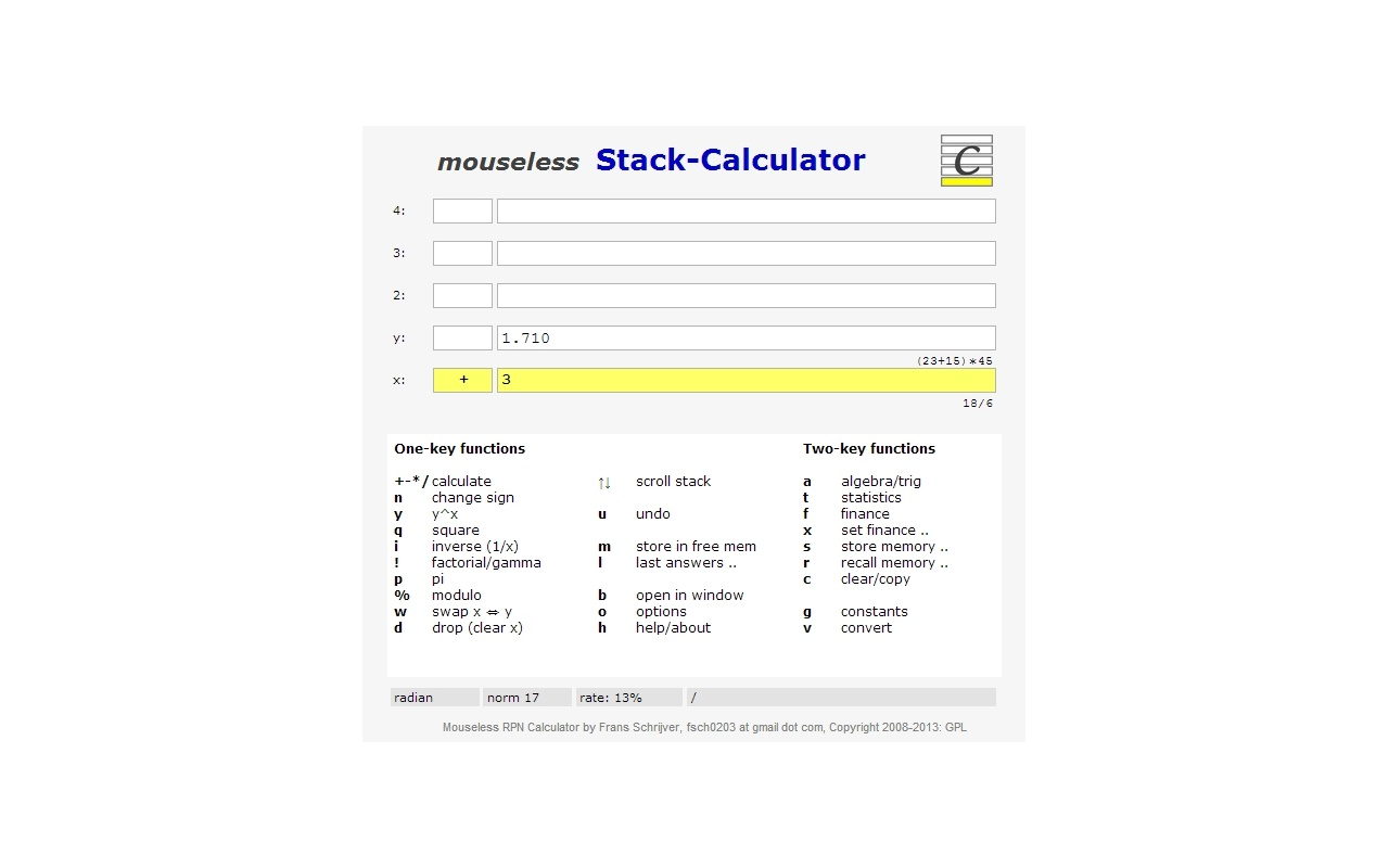 Mouseless Stack-Calculator Ext截图3