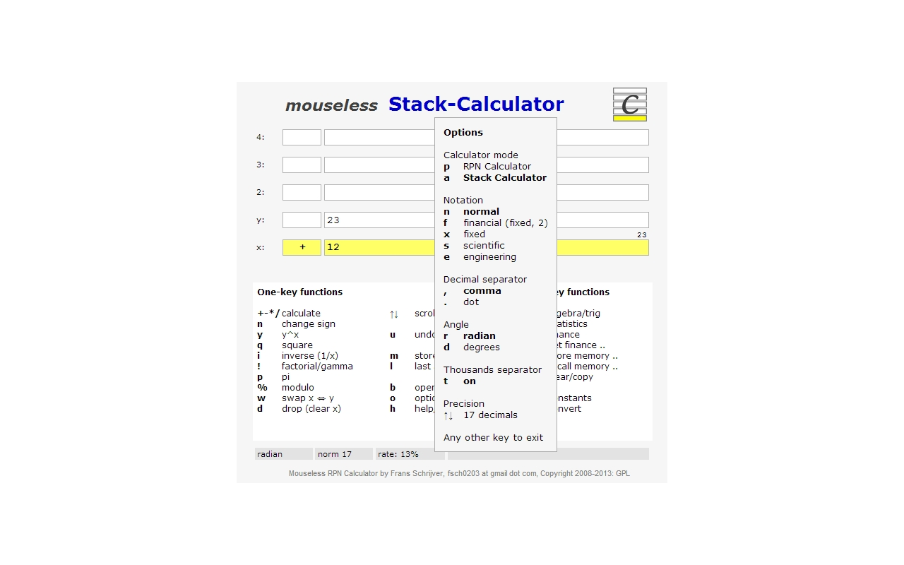 Mouseless Stack-Calculator Ext截图4