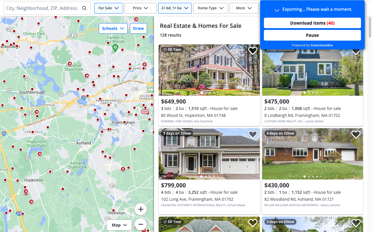 Zillow 数据抓取器 - 代理人及房产导出截图4