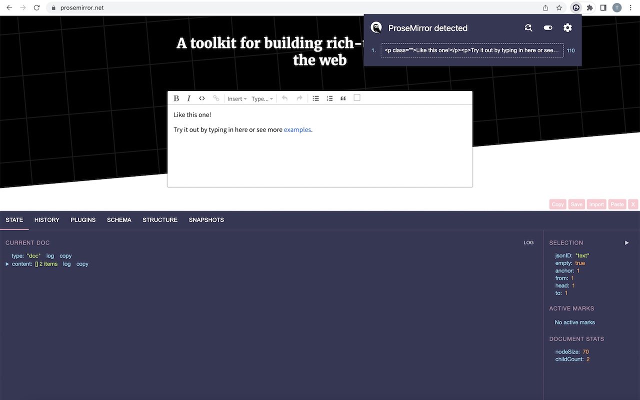 ProseMirror Developer Tools截图1