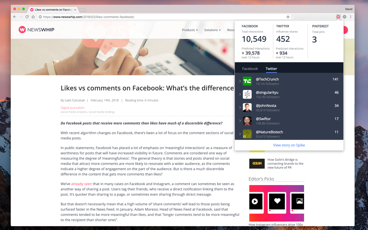 NewsWhip Chrome Extension截图2
