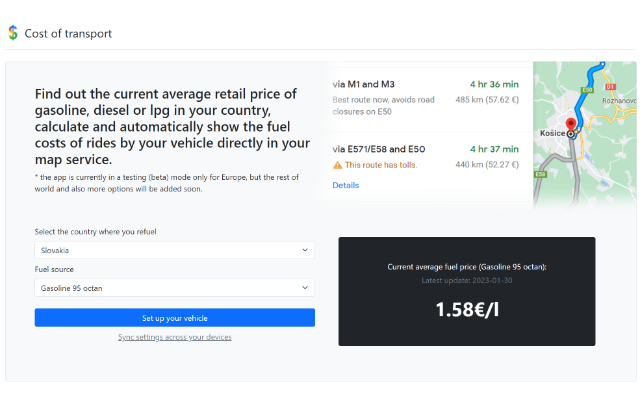 Cost of driving in Google Maps截图2