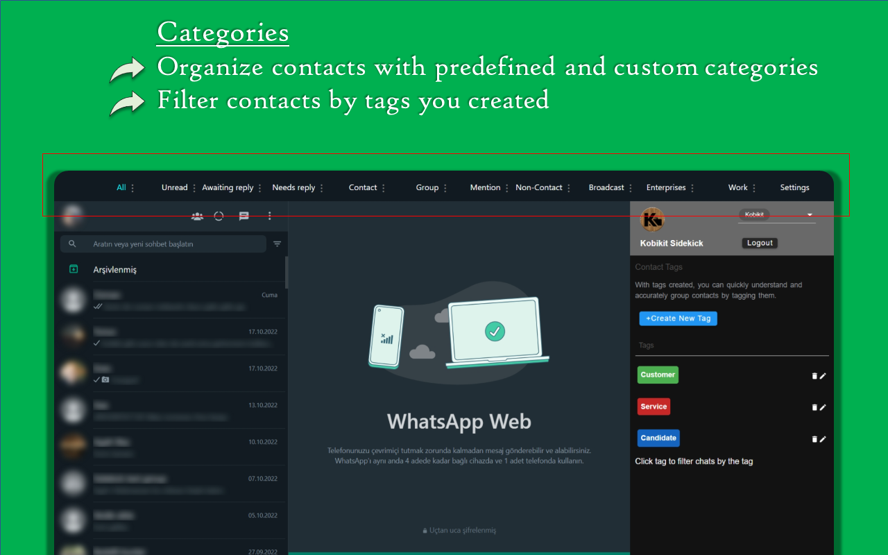 Kobikit Sidekick: WhatsApp™ Web Assistant截图1