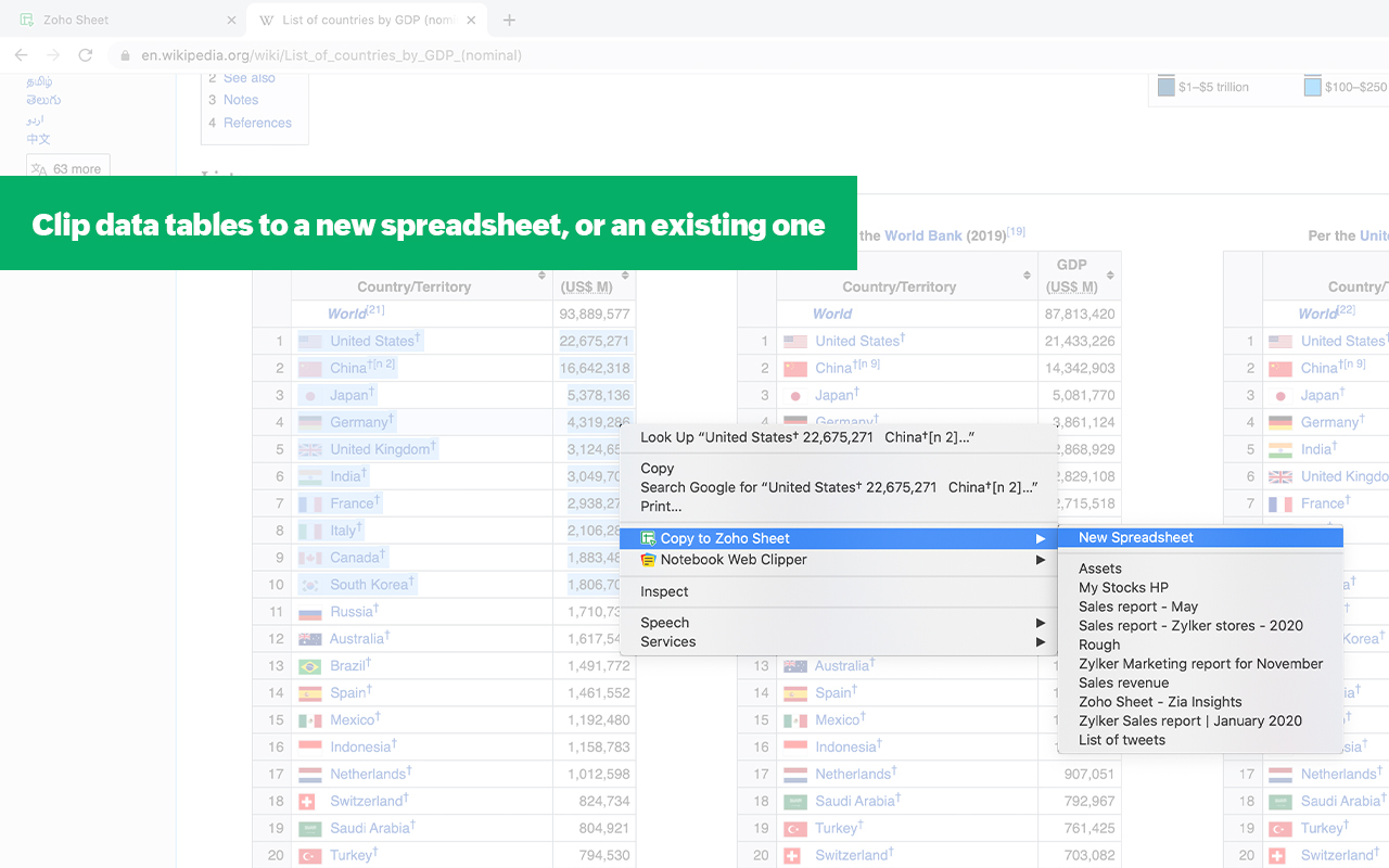 Zoho Sheet - Extension & Web Clipper截图2