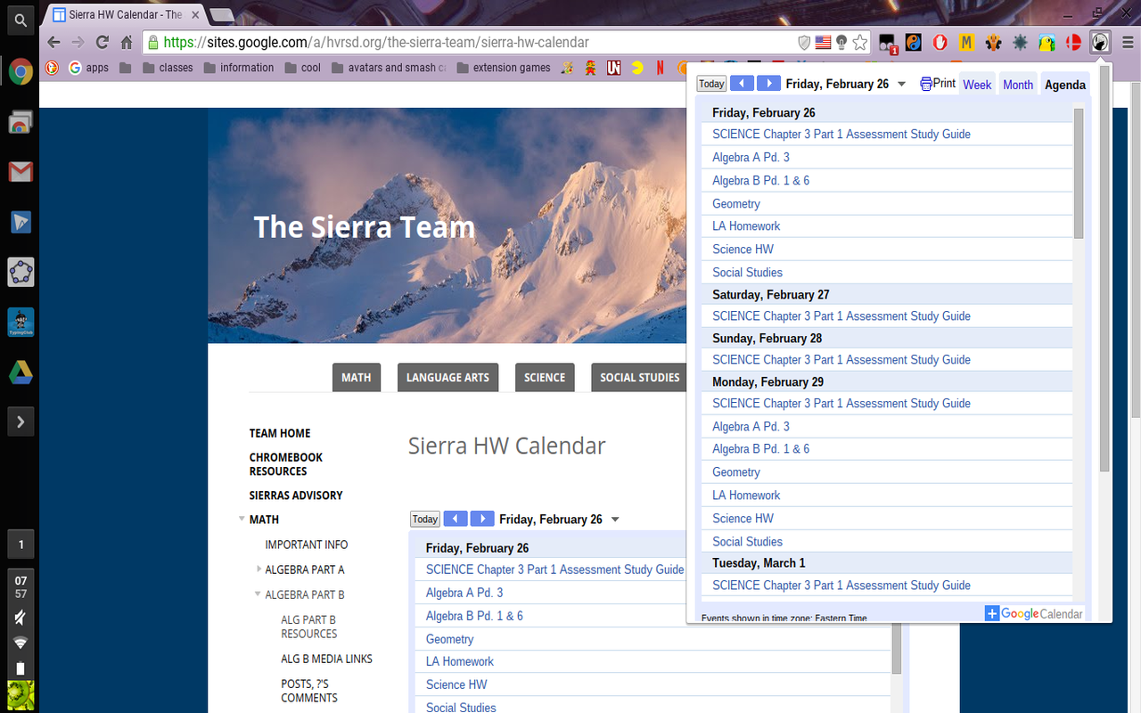 Sierra homework calender截图1
