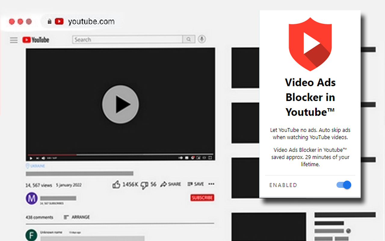 Youtube™ 中的视频广告拦截器截图1
