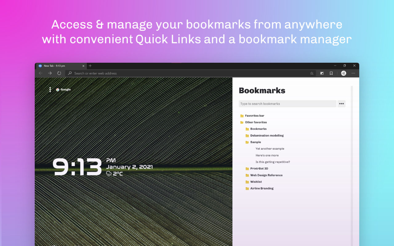 Cleanstart - New Tab Page & Bookmark Manager截图2