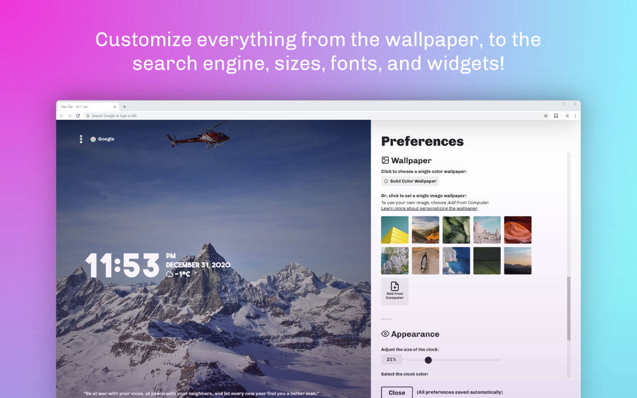 Cleanstart - New Tab Page & Bookmark Manager截图5