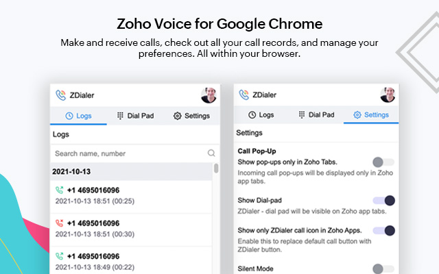 ZDialer - Zoho Voice Extension截图1