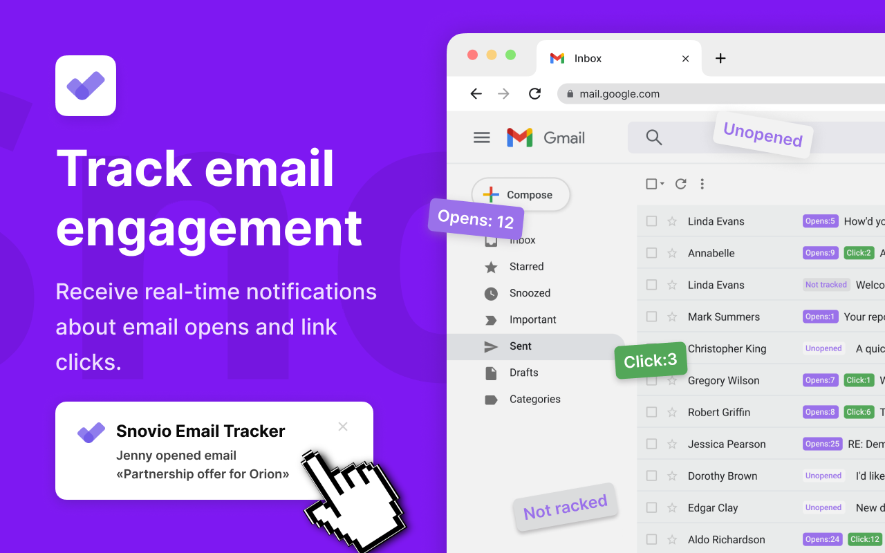 Unlimited Email Tracker by Snov.io截图3